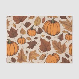 Oranje pompoenen en herfstbladeren tissuepapier