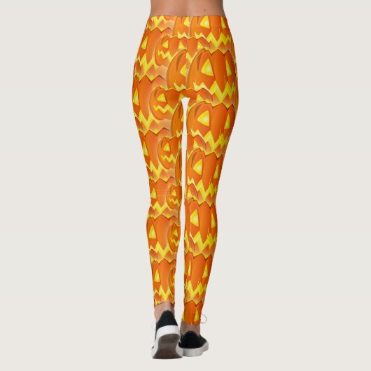 Oranje pompoenen Halloween Pattern Leggings (Achterkant)