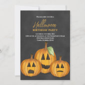 Oranje pompoenen Halloween verjaardagsfeest Kaart (Voorkant)