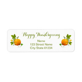 Oranje pompoenen Happy Thanksgiving-adres Etiket