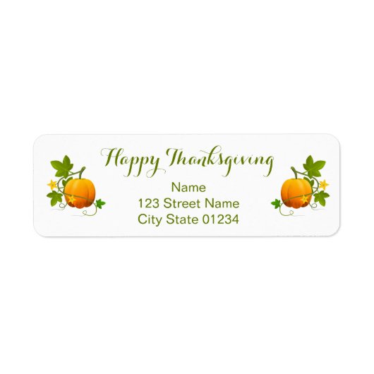 Oranje pompoenen Happy Thanksgiving-adres Etiket (Voorkant)