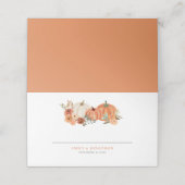 Oranje pompoenen herfst Florals Namen Datum huweli Plaatskaartje (Buitenkant ongevouwen)