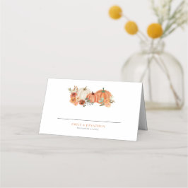 Oranje pompoenen herfst Florals Namen Datum huweli Plaatskaartje