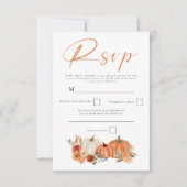 Oranje pompoenen Herfst Florals Script QR-code RSVP Kaartje (Voorkant)