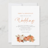 Oranje pompoenen herfst Florals Wedding Kaart (Voorkant)