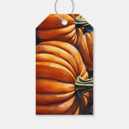 Oranje pompoenen, herfst, thanksgiving cadeaulabel