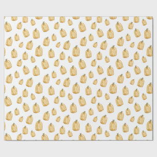 Oranje Pompoenen Herfst Waterverf Rustiek Cadeaupapier