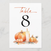 Oranje pompoenen kaars bruiloft tafel nummer (Achterkant)