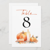 Oranje pompoenen kaars bruiloft tafel nummer (Voorkant / Achterkant)