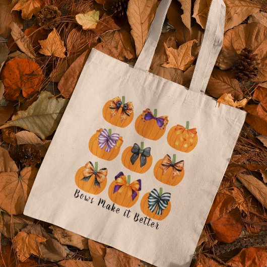 Oranje pompoenen met Coquette Bows Square Canvas t Tote Bag