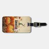 Oranje pompoenen Rustic Autumn Bagagelabel (Voorkant horizontaal)