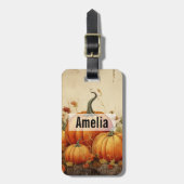 Oranje pompoenen Rustic Autumn Bagagelabel (Voorkant verticaal)