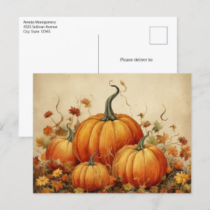 Oranje pompoenen Rustic Autumn Briefkaart