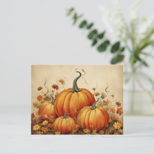 Oranje pompoenen Rustic Autumn Briefkaart (Staand voorkant)