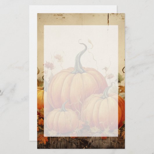 Oranje pompoenen Rustic Autumn Briefpapier (Voorkant / Achterkant)