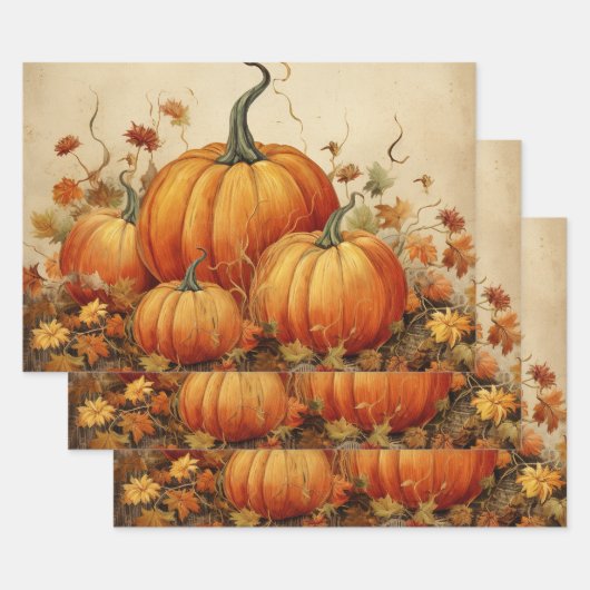 Oranje pompoenen Rustic Autumn Inpakpapier Vel (Set)