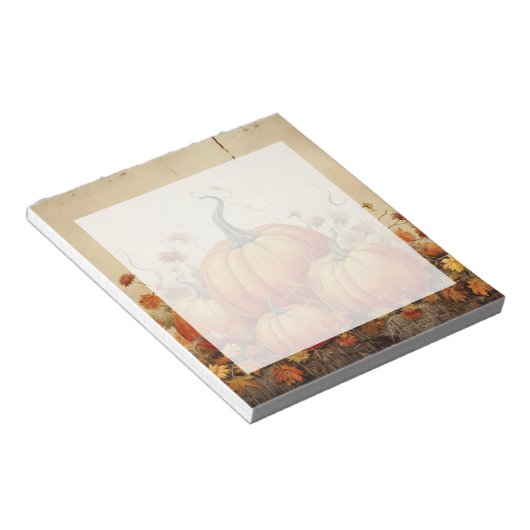 Oranje pompoenen Rustic Autumn Notitieblok (Schuin)