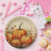 Oranje pompoenen Rustic Autumn Papieren Bordje (Feest)