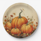 Oranje pompoenen Rustic Autumn Papieren Bordje (Voorkant)