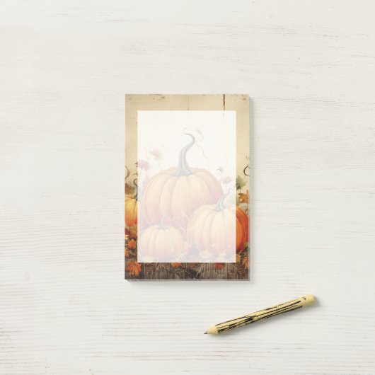 Oranje pompoenen Rustic Autumn Post-it® Notes (Op bureau)