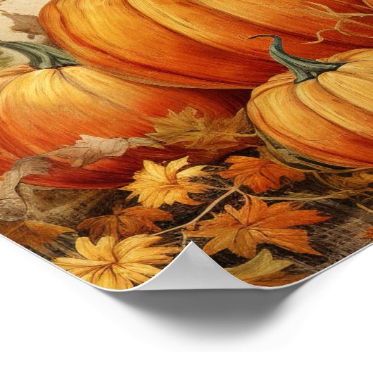 Oranje pompoenen Rustic Autumn Poster (Hoek)