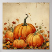 Oranje pompoenen Rustic Autumn Poster (Voorkant)