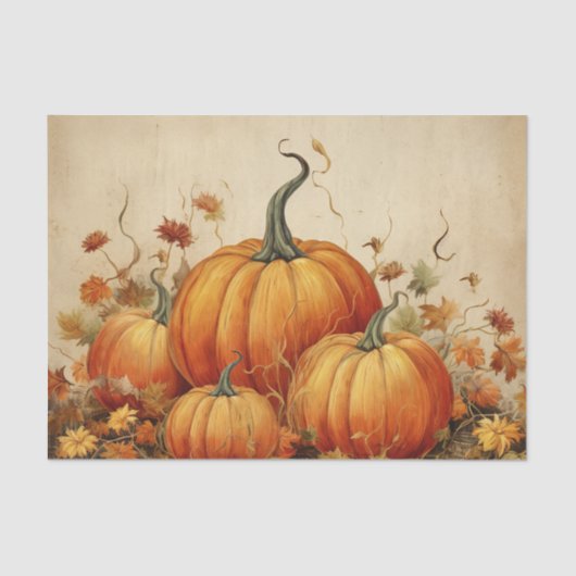 Oranje pompoenen Rustic Autumn Tissuepapier (Voorkant)