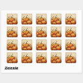 Oranje pompoenen Rustic Autumn Vierkante Sticker (Vel)
