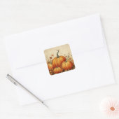 Oranje pompoenen Rustic Autumn Vierkante Sticker (Envelop)