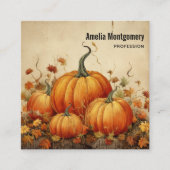 Oranje pompoenen Rustic Autumn Vierkante Visitekaartje (Voorkant)