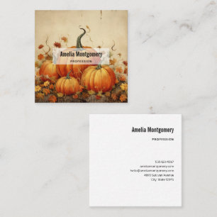 Oranje pompoenen Rustic Autumn Vierkante Visitekaartje