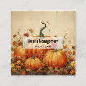Oranje pompoenen Rustic Autumn Vierkante Visitekaartje (Voorkant)