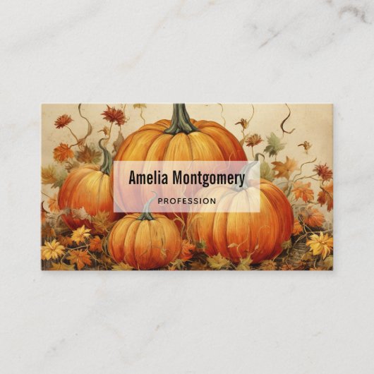 Oranje pompoenen Rustic Autumn Visitekaartje (Voorkant)