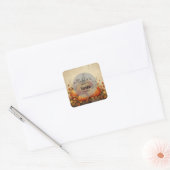 Oranje pompoenen rustieke herfst - kaarsenhandel vierkante sticker (Envelop)