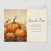 Oranje pompoenen rustieke herfst Thanksgiving Aankondigingskaart (Voorkant)