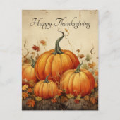 Oranje pompoenen rustieke herfst Thanksgiving Feestdagenkaart (Voorkant)