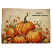 Oranje pompoenen rustieke herfst Thanksgiving Groot Cadeauzakje (Achterkant)