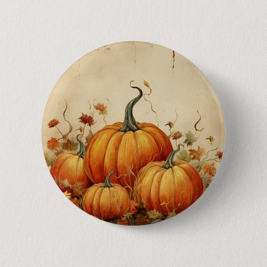 Oranje pompoenen rustieke herfst Thanksgiving Ronde Button 5,7 Cm (Voorkant)