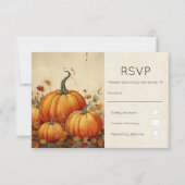 Oranje pompoenen rustieke herfst Thanksgiving RSVP Kaartje (Voorkant)