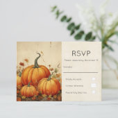 Oranje pompoenen rustieke herfst Thanksgiving RSVP Kaartje (Staand voorkant)