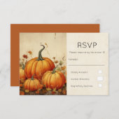 Oranje pompoenen rustieke herfst Thanksgiving RSVP Kaartje (Voorkant / Achterkant)