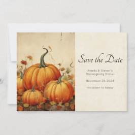 Oranje pompoenen rustieke herfst Thanksgiving Save The Date