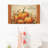 Oranje pompoenen rustieke herfst Thanksgiving Spandoek (Insitu)
