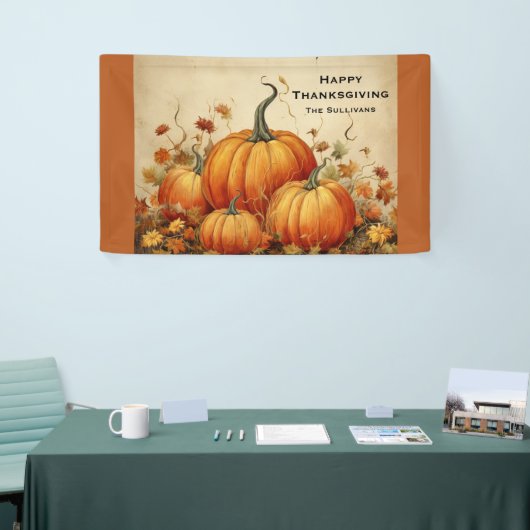 Oranje pompoenen rustieke herfst Thanksgiving Spandoek (Beurs)