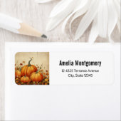 Oranje pompoenen rustieke herfstadres etiket (Insitu)