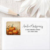 Oranje pompoenen rustieke herfstadres etiket (Insitu)