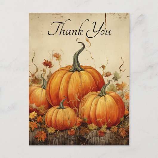 Oranje pompoenen rustieke herfstdank briefkaart (Voorkant)