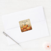 Oranje pompoenen rustieke herfstdank vierkante sticker (Envelop)
