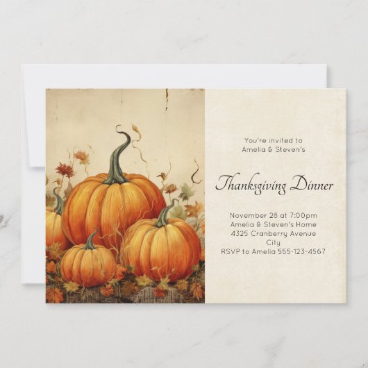 Oranje pompoenen rustieke herfstscène Thanksgiving Kaart (Voorkant)