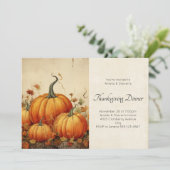 Oranje pompoenen rustieke herfstscène Thanksgiving Kaart (Staand voorkant)